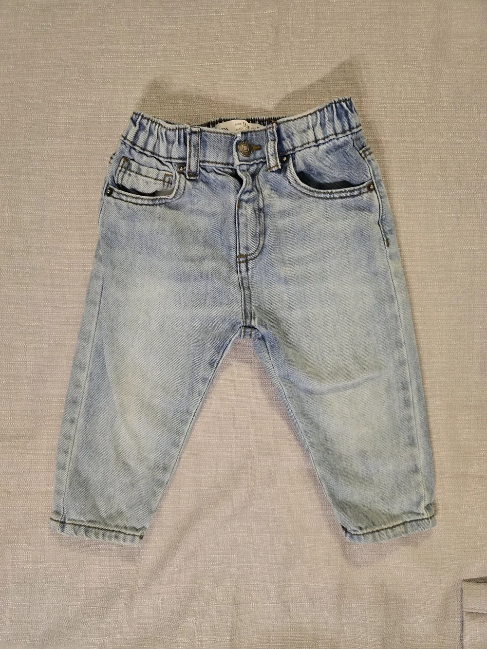 Zara Baby Light Wash Jeans 12-18M 86cm Elastic Waist Denim Pants